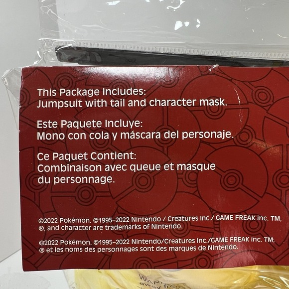 Pokemon Kids Pikachu Halloween Costume Jumpsuit Brand New Size Medium 7-8 - Picture 7 of 10